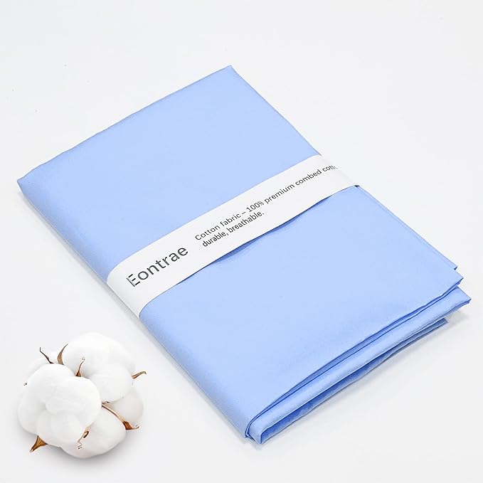 3 Yards Sky Blue Cotton Fabric by The Yard in Solid Color - 59” Wide High-Density Natural Cotton Material Apparel Cloth for Quilting, Sewing, Crafts, Binding, Backing & Lining by Unknown