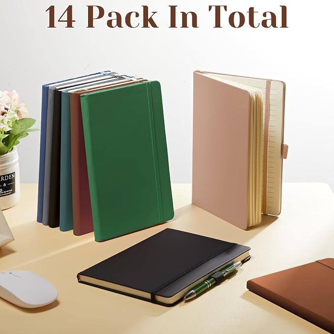 Laumoi 14 Pack Hardcover Lined Journal Notebooks Bulk,Deep Color,A5 - Image 4