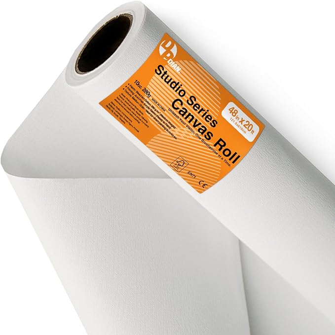48 Inch x 20 Feet Primed Cotton Canvas Rolls for Painting - Ready to Stretch Canvas Material for Acrylic, Oil, Watercolor, Tempera, Gouache Paint by DPDIAN