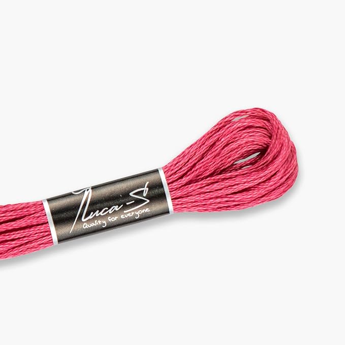 12 Pack of Premium Embroidery Thread Luca-S, 100% Giza Cotton, Oeko TEX Certified Stranded Cotton - 47 / DMC 3731 / Anchor 76 by Luca-S