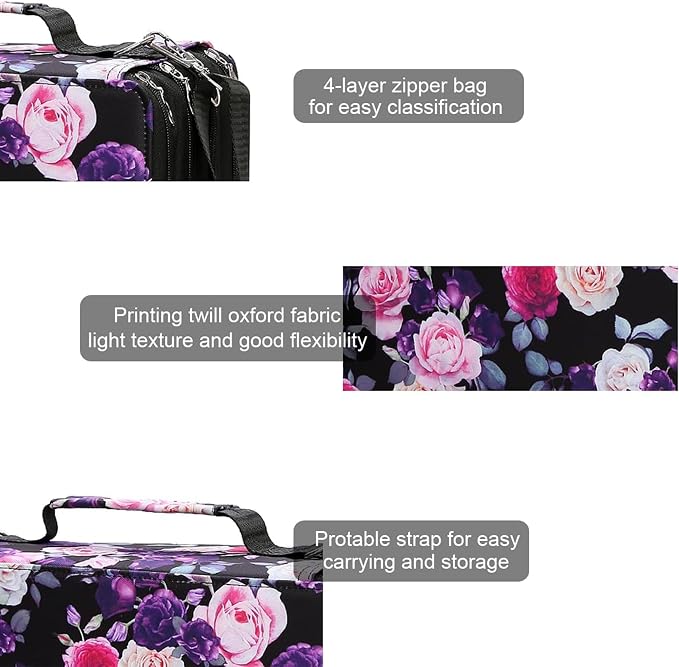 Rose Red Marker Case, 224 Slots Alcohol Marker Case Markers Carrying Bag Holder for Art Sketch Marker, Permanent Paint Marker, Dry Erase Marker Pen, Color Highlighte Art Supplies - Image 2