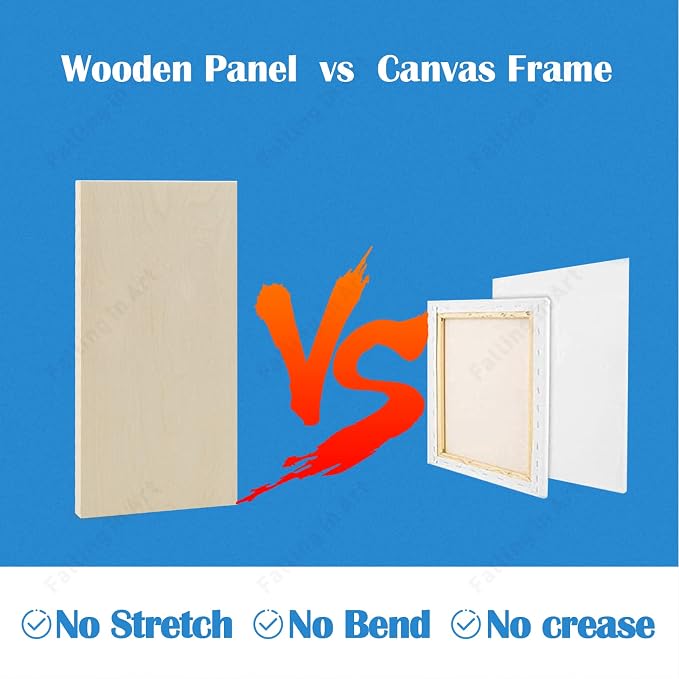 4 Pack 6x12’’ Unfinished Birch Wood Panels Kit for Painting | Studio 3/4’’ Deep Wood Canvas, Cradle Boards for Acrylic Pouring, Art, Crafts, Epoxy Resin, Laser Engraving Cutting - Image 4