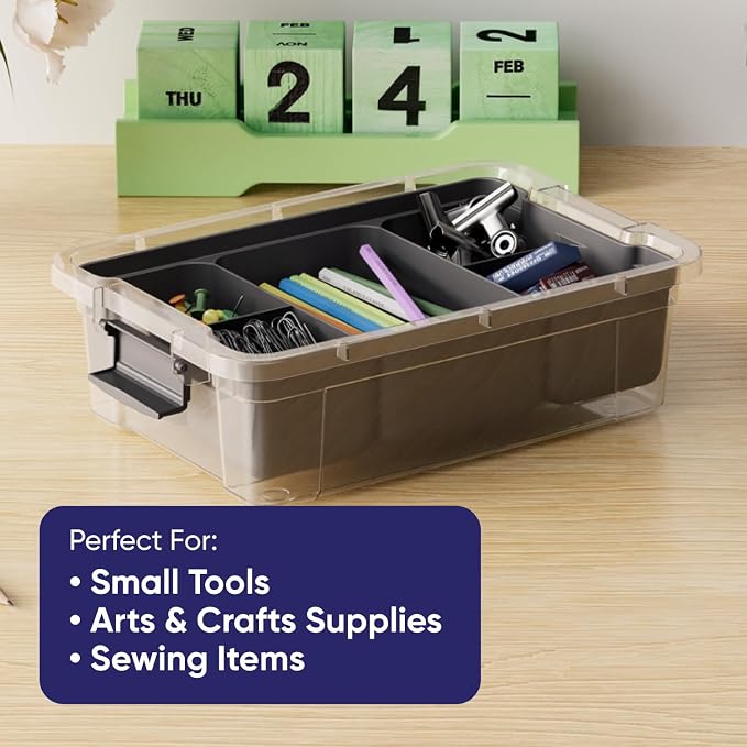 Superio Storage Container Organizing Bin with Removable Tray Plastic Tools, Sewing, Crafts Box, 7.5 Qt. - Image 7