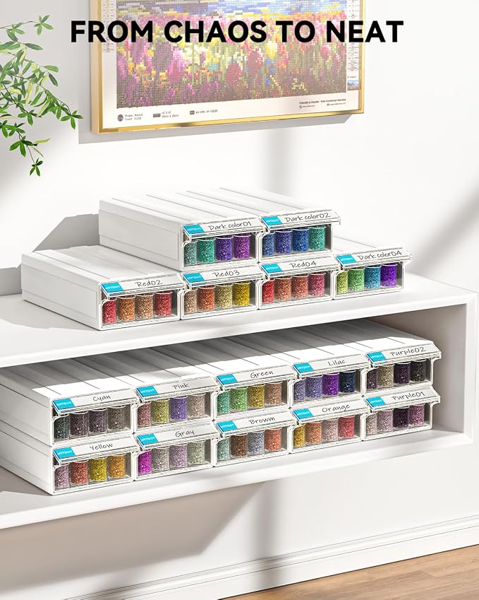 ARTDOT 9-Pack Interlocking Storage Containers for Diamond Art Kits for Adults, 288 Slots Storage Box for Diamond Painting Accessories and Tools - Image 5