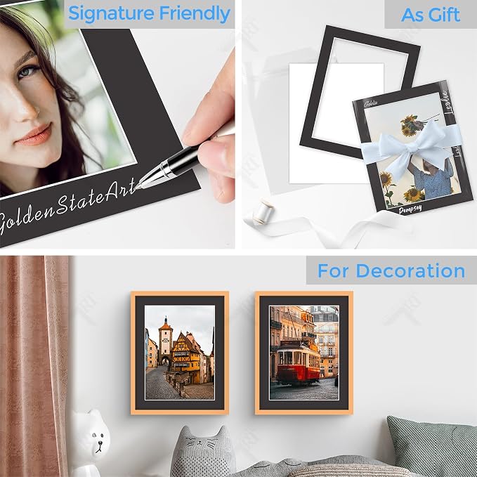 Golden State Art 5 Pack Black Mat 11x14 for 9x12 Photo Matte+Backings+Bags | Acid-Free,4-Ply Thick,Pre-Cut Kit Mattes,White Core,Bevel Cut,For Photos, Pictures,Artwork, Poster or Print Display - Image 6