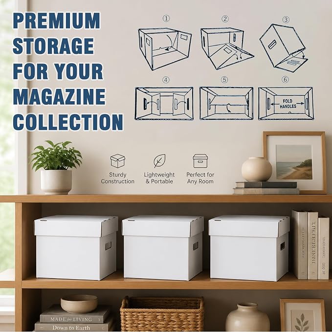 CROSSDESIGN Comic Book Storage Boxes 3 Pack, Corrugated Cardboard Moving | Organizer with Handles & Collapsible Lids, Holds 150-175 Comics, 15.8" x 11.42" x 8" - Image 5