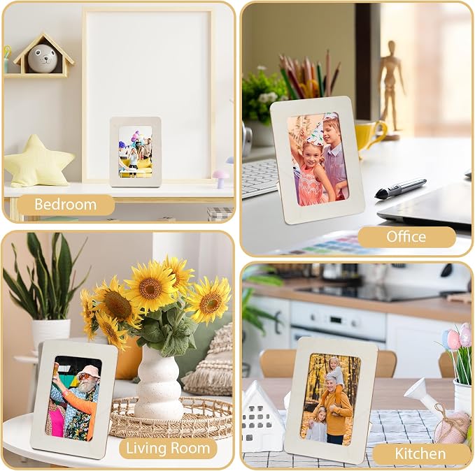 120 Pcs Wooden Picture Frames for Crafts, 4 x 6 inch DIY Wood Frame Bulk, Small Unfinished Standing Paintable Photo Frame for Home Birthday Party Wedding Decor - Image 5
