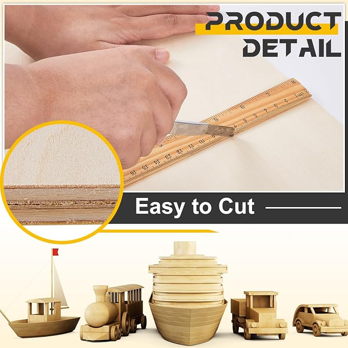 30 Pcs 16" X 16"X 1/8" Basswood Plywood Sheets for Laser Cutting | 3mm Plywood Wood Thin Sheets for DIY Arts Crafts Woodworking Scroll Sawing Projects Painting Drawing - Image 3