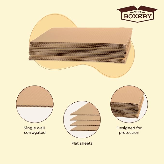 The Boxery Corrugated Cardboard Sheets 12.5 x 12.5" - (1/8" Thick) | 200 Sheets | LP Insert Pads, Brown, Frame Backing, DIY Projects, Arts and Crafts, Dividers, Mailing, Packing Protection - Image 4