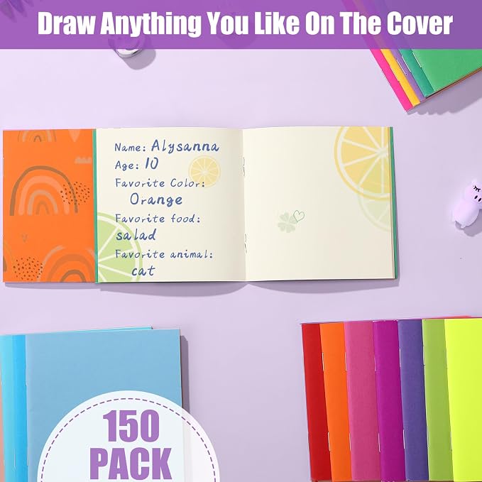150 Pack Mini Notebooks Bulk 4x4 Inch Blank Pocket Journals,Bright Color | Unlined Pages with 24 Sheets Each Compact Journals for Kids Students Classroom Rewards Party Favors Travel Notes Creative - Image 2