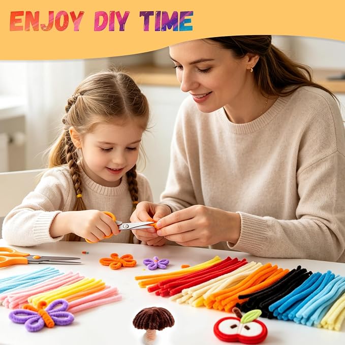 1200 PCS 24 Colors Pipe Cleaners | Pipe Cleaners Bulk for Crafts, Multi-Color Chenille Stems for Projects Creative DIY Room Decor(12inch*6mm) - Image 7