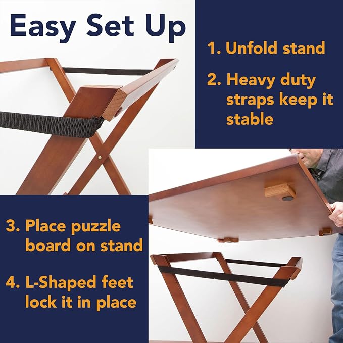 Bits and Pieces Portable Puzzle Board - Compact Folding Puzzle Table with Large Puzzling Area for 1500 Piece Jigsaw Puzzles, Attractive Wood, Space Saving Design, 26 in. x 34 in. x 28 in. High - Image 5
