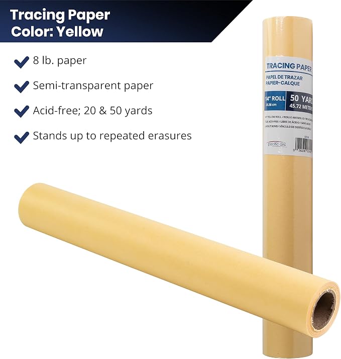 Pacific Arc Tracing Paper Roll, Yellow, 18 Inch x 20 Yard Roll - Image 3