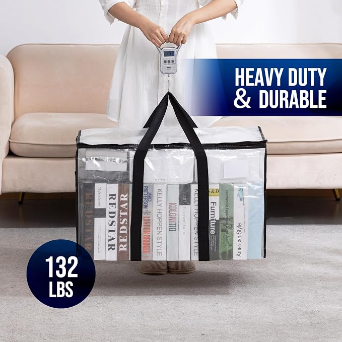 TAILI 4 Pack Clear Extra Large Moving Bags,Storage Bag with Visible Window | 93L Heavy Duty Totes For Storage,Wrap Around Handles,Alternative to Moving Boxes, College Dorm,Perfect for Moving - Image 7