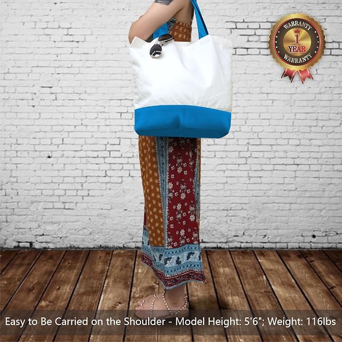 TOPDesign 3-Pack Super Strong Large 12oz Cotton Canvas Tote Bags, Reusable Grocery Shopping Cloth Bags, Fashionable Two-Tone Totes for Crafts, DIY Your Creative Designs - Image 2