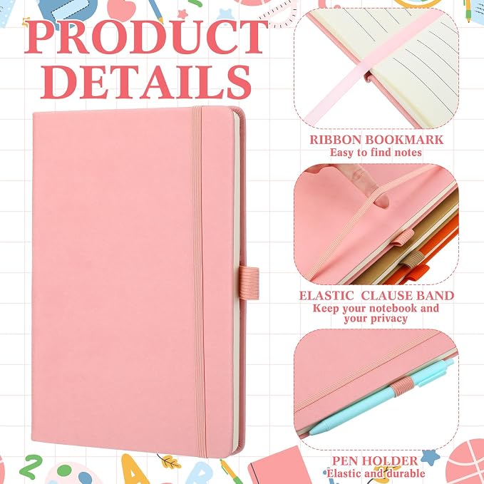 Laumoi 14 Pack Hardcover Lined Journal Notebooks Bulk,Fashion Color,A5 | PU Leather Journaling, Wide Ruled, with Pen Holder, for Office Business Work Writing - Image 3