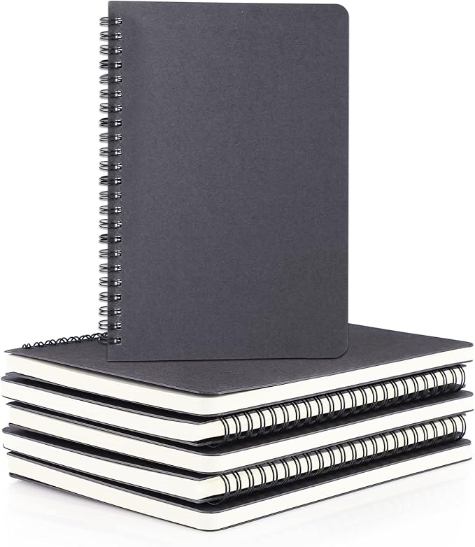 EUSOAR College Ruled Notebooks, 6 Packs 5.5" x 8.3" 120 Pages Grey A5 Spiral Notebook Bulk, Hardcover Lined Writing Notebooks Sketchbook Set, Office Meeting Essentials Composition School Supplies by EUSOAR