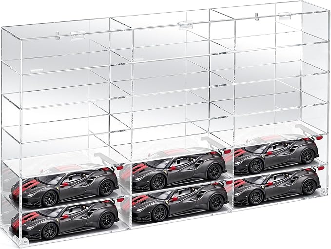 Clear Acrylic Toy Car Display Case 1: 24 Scale Diecast Toys Display Box Wall Mounted Shelf for Storage Toy Car Mini Model Race (18 Grids) by Juexica