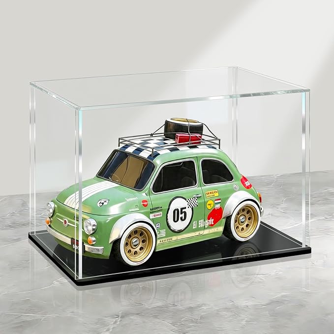 LANSCOERY Acrylic Display Case, 9.8 x 5.9 x 7.9 in, Upgraded Thickened UV-Resistant Showcase, 98% Clarity Dustproof Box with Glossy Black Base for Action Figures, LEGO & Models by LANSCOERY