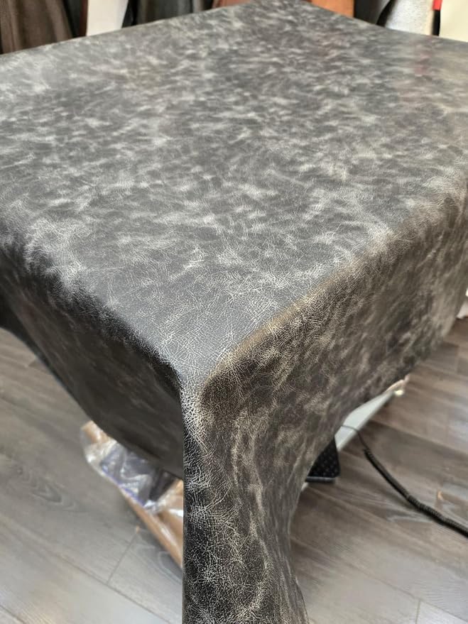 Black Vintage Distressed Soft Faux Leather Fabric PU Peta Approved Vegan Leather by the Yard Synthetic Pleather 0.9 mm 5 Yards (180 x 54 inch) Smooth Upholstery (Black Vintage, 5 Yards (180"x54") - Image 6