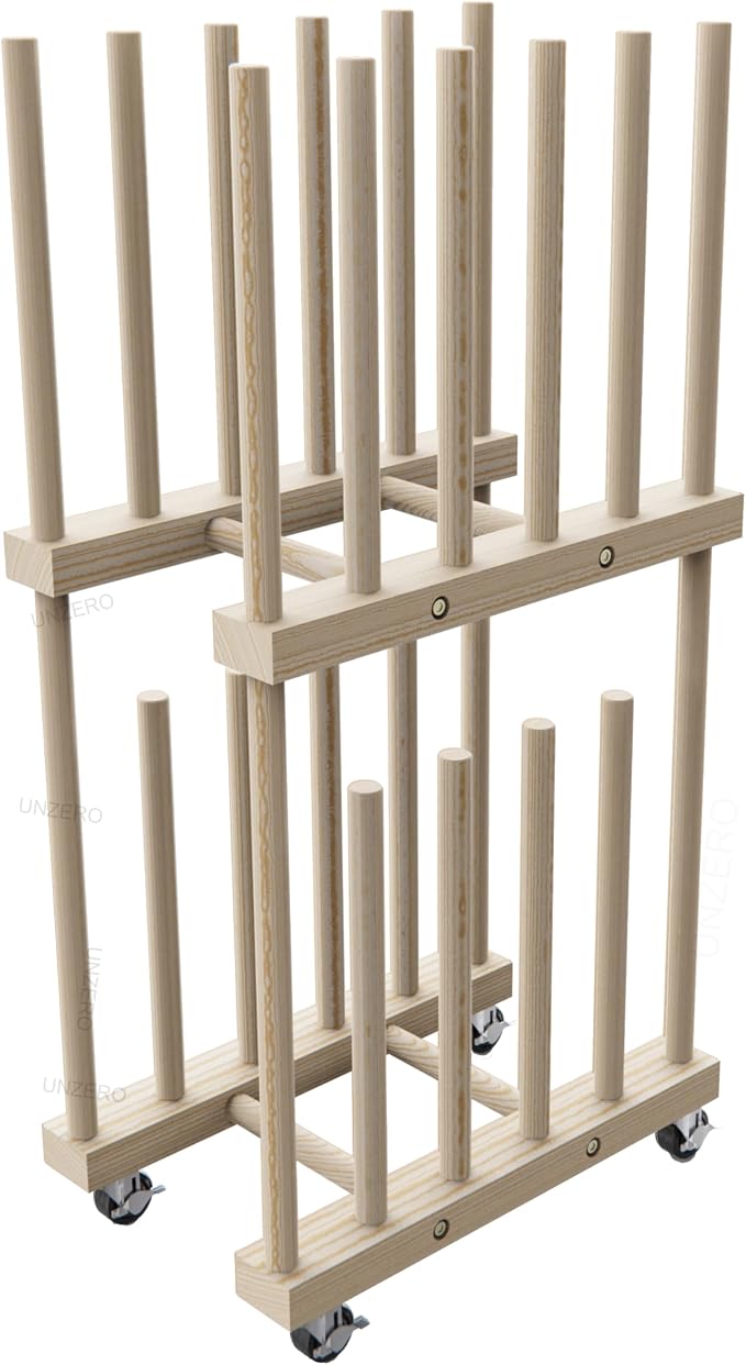 Art Storage Rack - Canvas & Paper Storage Stand with Handle & Caster Wheels for Art Studios & Gallery by UNZERO