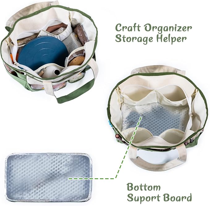 Pottery Tools Bag with Pockets for Clay Sculpting Tools, Ceramic Tools– Art Supply Organizer for Polymer Clay Tools, Craft Tote, Yarn & Crochet Storage, Washable Canvas Artist Bag Gift - Image 4