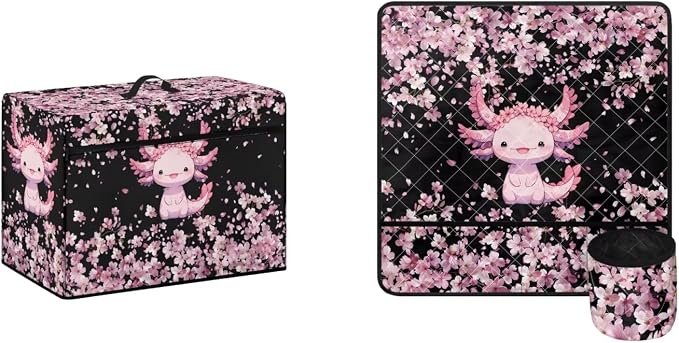 Axolotl Sewing Machine Covers - Dust Resistant Mats for Table with Pockets for Accessories - Water Resistant by Kathyboom