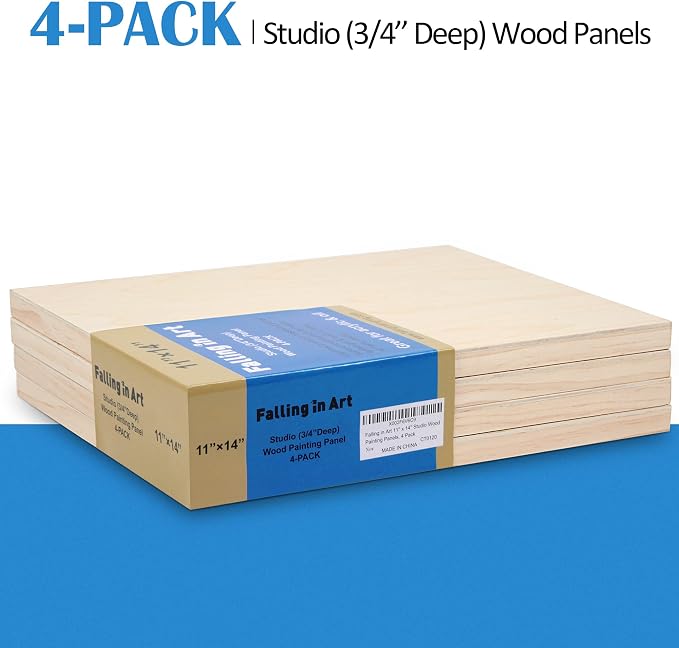 4 Pack 11x14’’ Unfinished Birch Wood Panels Kit for Painting | Studio 3/4’’ Deep Wooden Canvas, Cradle Boards for Acrylic Pouring, Encaustic, Crafts, Epoxy Resin, Laser Engraving Cutting - Image 6