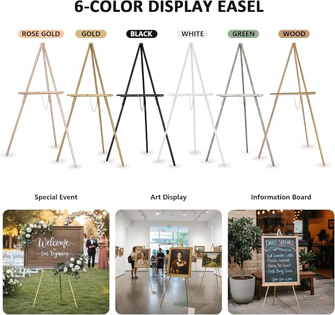 DJAR 3 Pcs 63" Adjustable Wooden Display Easel Stand for Sign | Dual-Use Design, Natural Pine Wood, Ideal for Wedding, Welcome Boards, Pictures, Photos, Posters - Image 6
