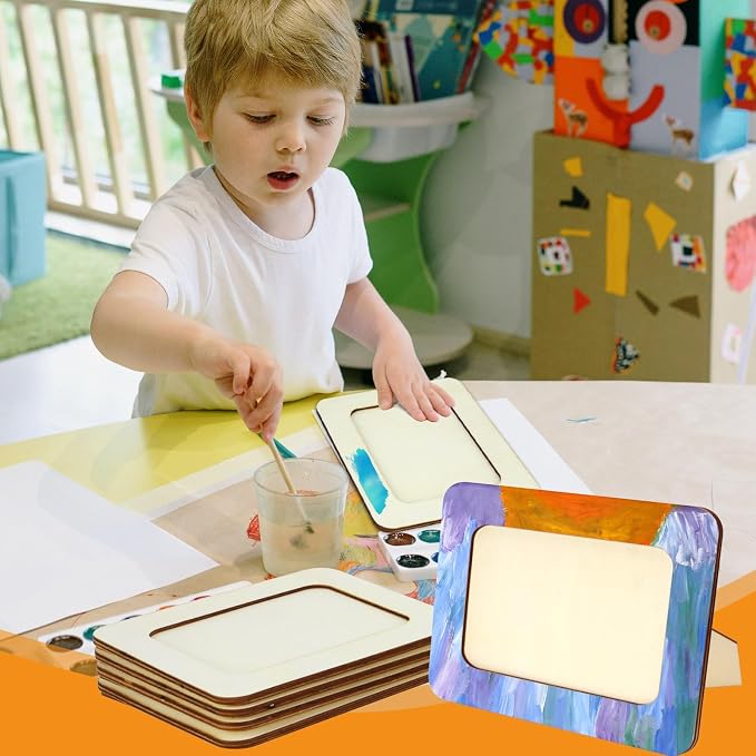 VOKOY 15 Pack Wooden Picture Frames for Crafts,DIY Wood Craft Picture Frames for 4" x 6" Photos,Unfinished Standing Photo Frames DIY Crafts Wood Decorate for Birthday Party Gifts - Image 6