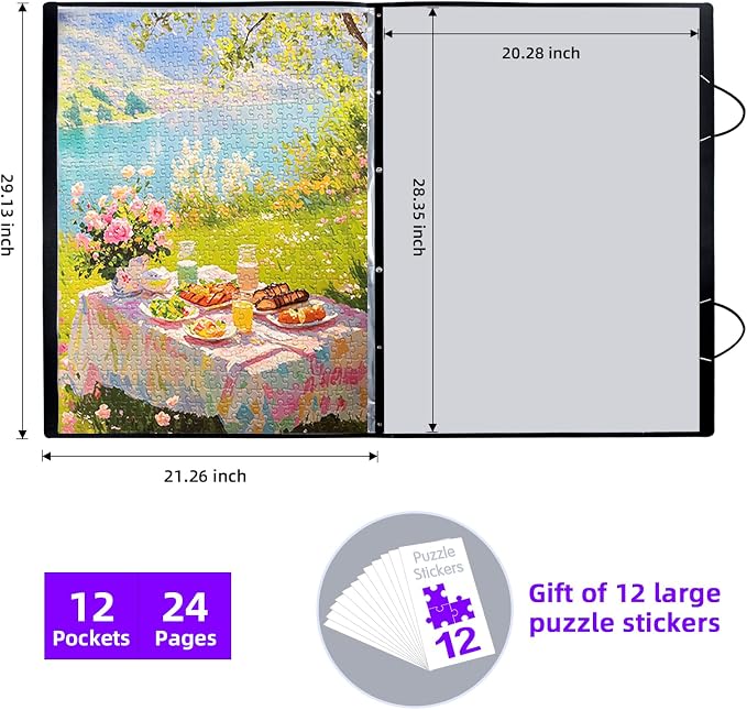 Puzzle Storage Folder Keeper Case,Portable Puzzles Organizer Accessory, Large Capacity 20x28in Puzzle Album Book Holder Portfolio,1000-Pieces for Jigsaw Enthusiasts Storage Binder Saver - Image 2