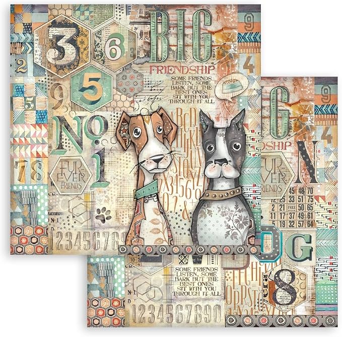 Stamperia - Scrapbook Paper Pad for Scrapbooking, Albums, Card Making, Bullet Journalling and More, Acid Free, Double-Sided, Perfect for Hobbies, Crafts, and Gifting (Furry Friends) (12 x 12 inches) - Image 9