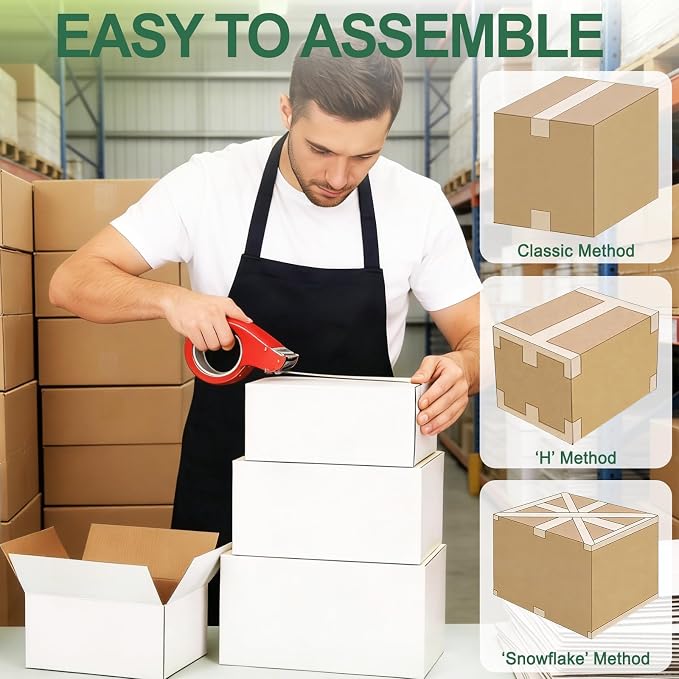 MAPVOLUT 43-Piece Assorted Sizes Small Shipping Boxes - White Corrugated Mailing Boxes for Small Business, Packaging, and Gift Shipping - Includes 4 Sizes (8x6x4, 9x6x4, 10x7x5, 11x6x6) - Image 6