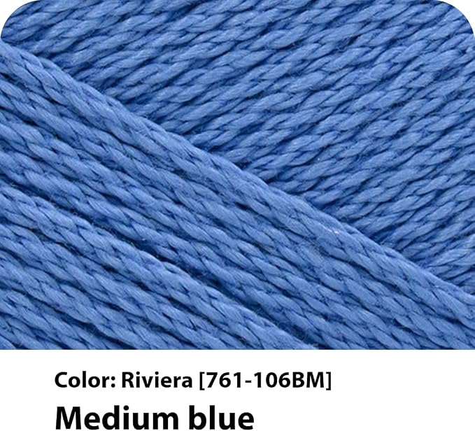 Lion Brand Yarn, 24/7 Cotton Yarn, Riviera, Medium Blue, 1 Pack | Light Worsted 100% Mercerized Cotton Yarn for Crochet, Knitting, Craft, 185 Yards of Natural Fiber for Tees, Bags, Dishcloths - Image 2