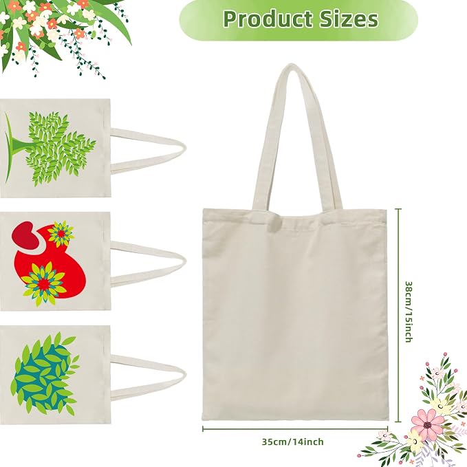 HECTOLIFE 6/12/24/48/ 96 Pack Canvas Tote Bags,Reusable Blank Canvas for Shopping Bags - Image 3