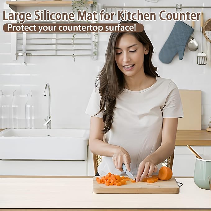 Silicone Mats for Kitchen Counter, 48"x32"(120cmx80cm) Large Heat Resistant Mat Kitchen Island Waterproof Countertop Protector Mat Nons-slip Extra Large Counter Mat, Semitransparent - Image 7