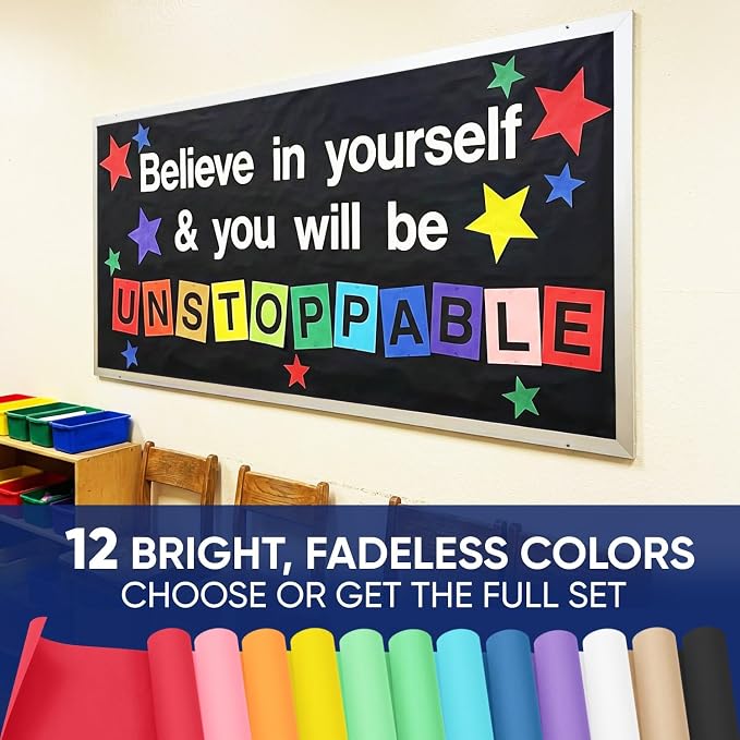 Black Construction Paper Roll 18" x 100 ft – Made in USA – 18" Bulletin Board Paper for Classroom & School, Teachers & Kids - Image 5