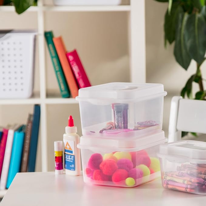 Sterilite FlipTop, Stackable Small Storage Bin with Hinging Lid, Plastic Container to Organize Desk at Home or Office, Clear, 36-Pack | Bin with Hinged Lid, Stackable Multipurpose Organizer for Art & Craft Supplies, Accessories, Photos & CDs, Home or O... - Image 7