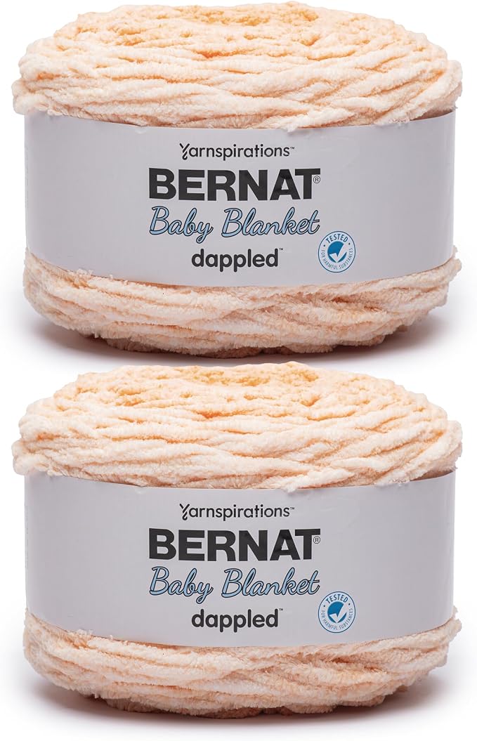 Bernat Baby Blanket Dappled ABRACAD-Apricot Yarn - 2 Pack of 300g/10.6 oz - 100% Polyester - #6 Super Bulky - 220 Yards - Knitting/Crochet by Bernat