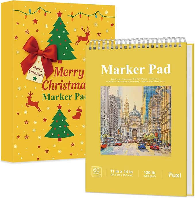 Large Drawing Pad for Markers, 11x14 Spiral Bound Sketchbook for Alcohol Markers, 120lb/200gsm Marker Paper, 60 Sheets Art Pads for Painting, Drawing & Art Supplies for Teens. by SketchBook