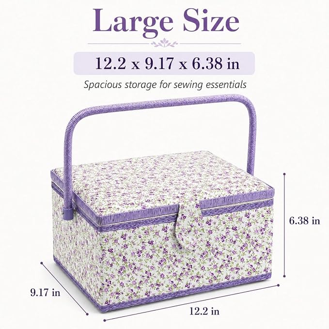 Large Sewing Basket with Accessories, Sewing Organizer Box for Sewing Supplies and DIY Crafting Tools Storage, Sewing Kit Tools for Sewing Mending - Image 2