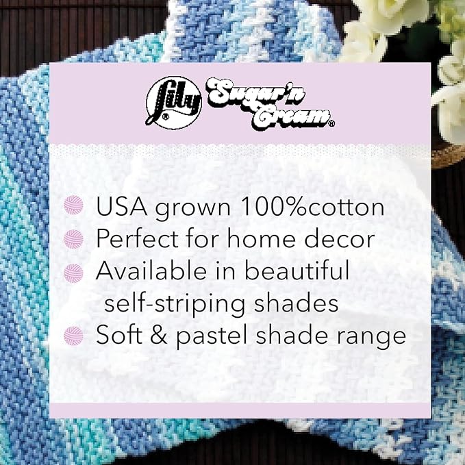 Lily Sugar'n Cream Cone Cotton Yarn for Dishcloths, White | #4 Worsted Yarn, 100% Cotton Cone Yarn for Crochet, Knitting, Dishcloths and Crafts, 674 Yards, 400g/14.11oz, 1-Pack - Image 6