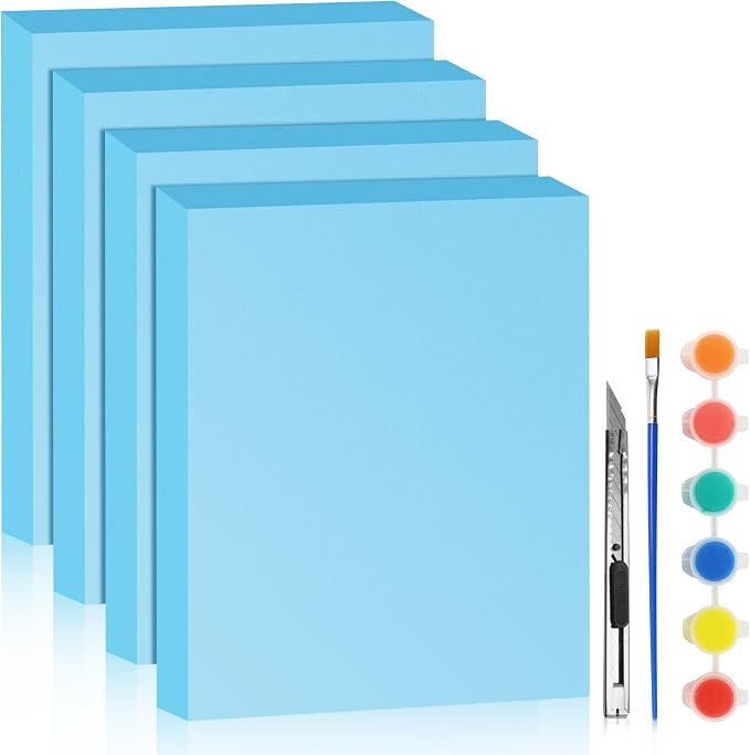 LuckyFoam Blue 4 Pack 15x12x2 inch Foam Sheets 2 Inch Thick | Polystyrene Rectangles XPS Foam Board Craft for Insulating DIY Modeling Art Supplies by LuckyFoam