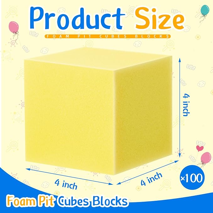 Treela Foam Pit Blocks 4 x 4 x 4 Inch Foam Cubes Soft Stacking Blocks Protective Padding Sponge Pit for Gymnastics Trampoline Arenas Rock Climbing Parkour Indoor Amusement Park - Image 3