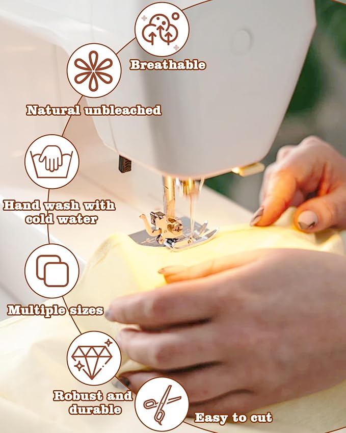 FIVEIZERO 100% Cotton Muslin Fabric by The Yard,63inch x 3 Yards Unbleached Natural Cotton Material–Medium Weight Beige Calico Fabric for Sewing,Quilting,Embroidery,Crafts & Apparel Projects | 63in x 3yd Muslin Cloth;Medium Weight Draping Fabrics for S... - Image 4