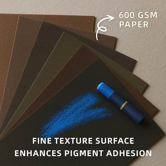 Somime 18x24 Sanded Pastel Paper Pad, 600gsm 6 Sheets of 6 Assorted Colors | Heavyweight Artist Drawing Paper Pad for Pencils and Soft Oil Charcoal Pastels - Image 5