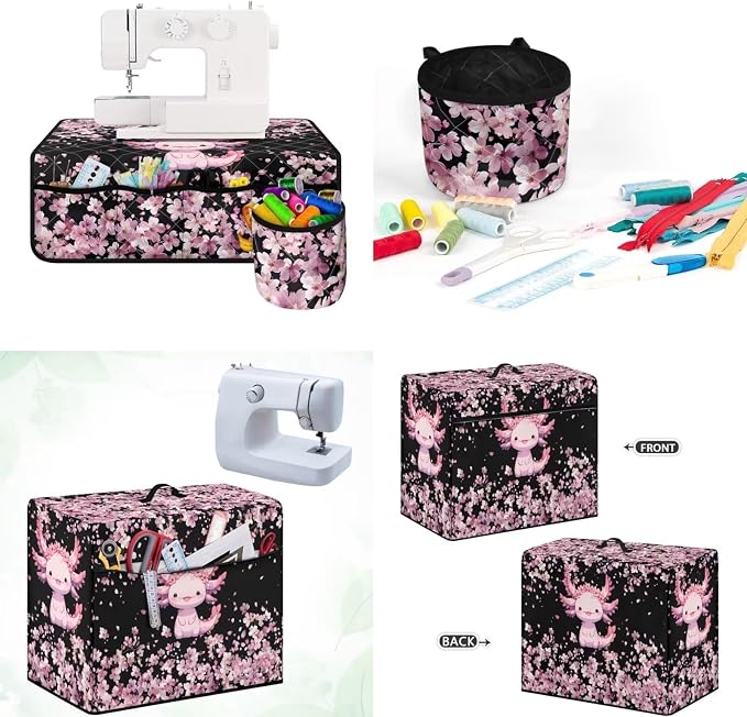 Axolotl Sewing Machine Covers - Dust Resistant Mats for Table with Pockets for Accessories - Water Resistant - Image 2