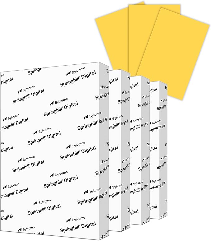 Springhill 11” x 17” Goldenrod Colored Cardstock Paper, 67lb Vellum Bristol, 147gsm, 1000 Sheets (4 Reams) – Premium Lightweight Cardstock, Vellum Printer Paper with Textured Finish – 086004C by Springhill