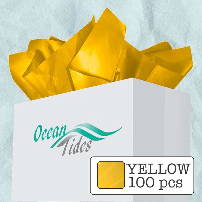 Tissue Paper for Gift Bags - 100 Sheets 14x20in Wrapping Paper, Yellow | Premium Gift Wrap Tissue Paper for DIY Crafts - Birthday Party, Wedding, Holidays, Flower Decorations & Custom Art Projects - Image 2