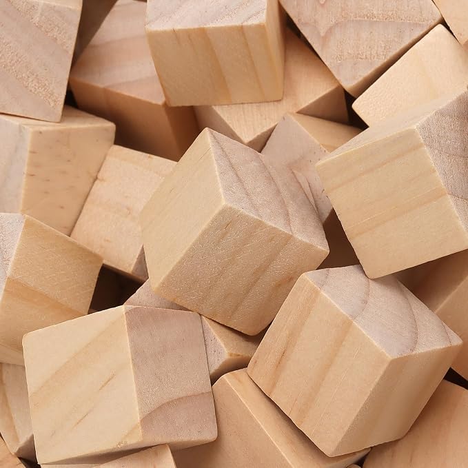 800 PCS 3/4 Inch Wooden Cubes Bulk, 2cm Unfinished Square Wooden Blocks, Smooth Blank Wood Blocks for Crafts, Painting DIY Projects - Image 3